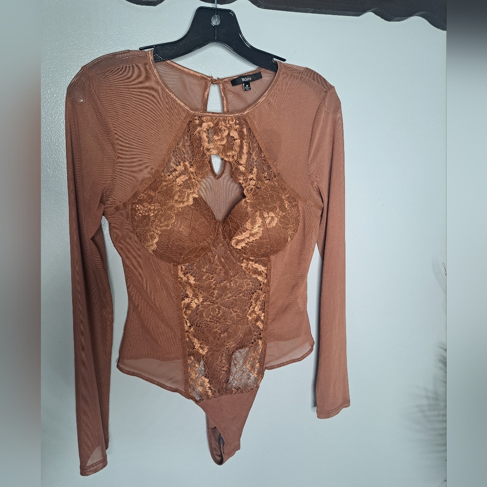 Blāshe Lace Brown Padded Bra Bodysuit Sz Meduim  PTP: 17.5 " - 19.5"